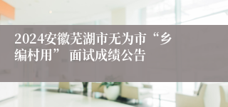 2024安徽芜湖市无为市“乡编村用” 面试成绩公告