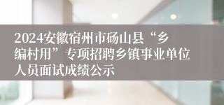 2024安徽宿州市砀山县“乡编村用”专项招聘乡镇事业单位人员面试成绩公示