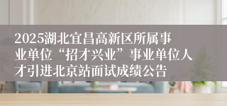 2025湖北宜昌高新区所属事业单位“招才兴业”事业单位人才引进北京站面试成绩公告