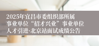 2025年宜昌市委组织部所属事业单位“招才兴业”事业单位人才引进·北京站面试成绩公告