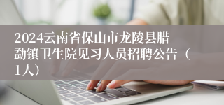 2024云南省保山市龙陵县腊勐镇卫生院见习人员招聘公告（1人）