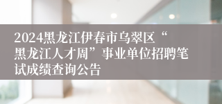 2024黑龙江伊春市乌翠区“黑龙江人才周”事业单位招聘笔试成绩查询公告