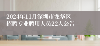 2024年11月深圳市龙华区招聘专业聘用人员22人公告