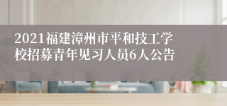 2021福建漳州市平和技工学校招募青年见习人员6人公告