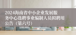 2024海南省中小企业发展服务中心选聘事业编制人员拟聘用公告（第六号）