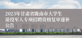 2023年甘肃省陇南市大学生退役军人专项招聘资格复审递补公告