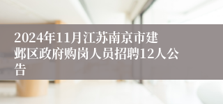 2024年11月江苏南京市建邺区政府购岗人员招聘12人公告