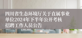 四川省生态环境厅关于直属事业单位2024年下半年公开考核招聘工作人员公告