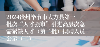 2024贵州毕节市大方县第一批次“人才强市”引进高层次急需紧缺人才（第二批）拟聘人员公示（二）