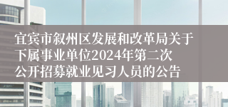 宜宾市叙州区发展和改革局关于下属事业单位2024年第二次公开招募就业见习人员的公告