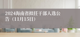 2024海南省拟任干部人选公告（11月15日）