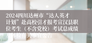 2024四川达州市“达人英才计划”赴高校引才报考宣汉县职位考生（不含党校）考试总成绩及体检有关事宜公告