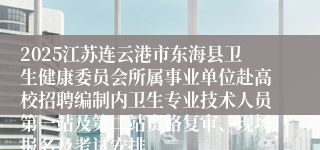 2025江苏连云港市东海县卫生健康委员会所属事业单位赴高校招聘编制内卫生专业技术人员第一站及第二站资格复审、现场报名及考试安排