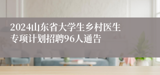 2024山东省大学生乡村医生专项计划招聘96人通告