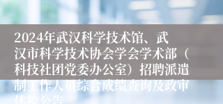 2024年武汉科学技术馆、武汉市科学技术协会学会学术部（科技社团党委办公室）招聘派遣制工作人员综合成绩查询及政审体检公告