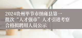 2024贵州毕节市纳雍县第一批次“人才强市”人才引进考察合格拟聘用人员公示