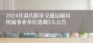 2024甘肃庆阳市交通运输局所属事业单位选调3人公告