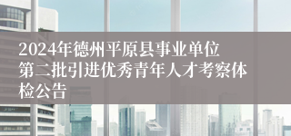 2024年德州平原县事业单位第二批引进优秀青年人才考察体检公告