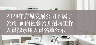 2024年府城发展公司下属子公司  面向社会公开招聘工作人员拟录用人员名单公示