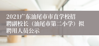 2021广东汕尾市市直学校招聘副校长（汕尾市第二小学）拟聘用人员公示