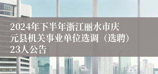 2024年下半年浙江丽水市庆元县机关事业单位选调（选聘）23人公告