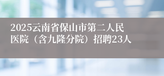 2025云南省保山市第二人民医院（含九隆分院）招聘23人