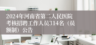 2024年河南省第二人民医院考核招聘工作人员314名（员额制）公告