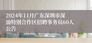 2024年11月广东深圳市深汕特别合作区招聘事务员60人公告