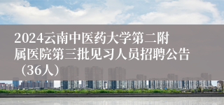 2024云南中医药大学第二附属医院第三批见习人员招聘公告（36人）