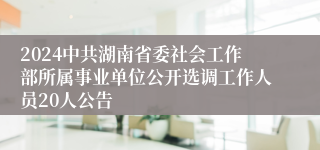 2024中共湖南省委社会工作部所属事业单位公开选调工作人员20人公告