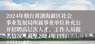 2024年烟台黄渤海新区社会事业发展局所属事业单位补充公开招聘高层次人才、工作人员报名情况（截至2024年11月25日16时）