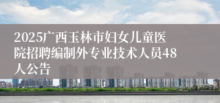 2025广西玉林市妇女儿童医院招聘编制外专业技术人员48人公告