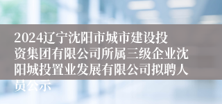 2024辽宁沈阳市城市建设投资集团有限公司所属三级企业沈阳城投置业发展有限公司拟聘人员公示