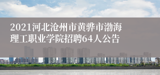 2021河北沧州市黄骅市渤海理工职业学院招聘64人公告