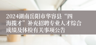 2024湖南岳阳市华容县“四海揽才”补充招聘专业人才综合成绩及体检有关事项公告