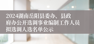 2024湖南岳阳县委办、县政府办公开选调事业编制工作人员拟选调人选名单公示