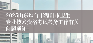 2025山东烟台市海阳市卫生专业技术资格考试考务工作有关问题通知