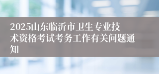 2025山东临沂市卫生专业技术资格考试考务工作有关问题通知