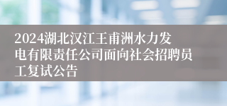 2024湖北汉江王甫洲水力发电有限责任公司面向社会招聘员工复试公告