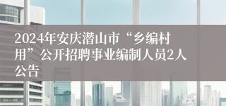 2024年安庆潜山市“乡编村用”公开招聘事业编制人员2人公告