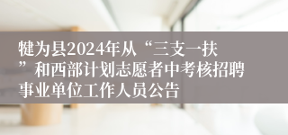 犍为县2024年从“三支一扶”和西部计划志愿者中考核招聘事业单位工作人员公告