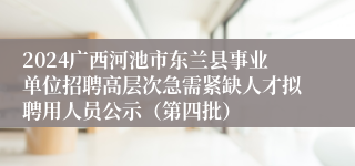 2024广西河池市东兰县事业单位招聘高层次急需紧缺人才拟聘用人员公示（第四批）