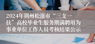 2024年荆州松滋市“三支一扶”高校毕业生服务期满聘用为事业单位工作人员考核结果公示