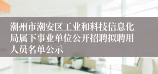 潮州市潮安区工业和科技信息化局属下事业单位公开招聘拟聘用人员名单公示