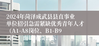 2024年菏泽成武县县直事业单位招引急需紧缺优秀青年人才（A1-A8岗位、B1-B9岗位）面试成绩公示