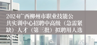 2024广西柳州市职业技能公共实训中心招聘中高级（急需紧缺）人才（第三批）拟聘用人选公示