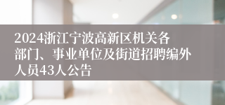 2024浙江宁波高新区机关各部门、事业单位及街道招聘编外人员43人公告