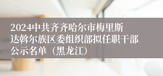 2024中共齐齐哈尔市梅里斯达斡尔族区委组织部拟任职干部公示名单（黑龙江）