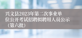 兴文县2023年第二次事业单位公开考试招聘拟聘用人员公示（第六批）