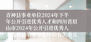 青神县事业单位2024年下半年公开引进优秀人才和四川省眉山市2024年公开引进优秀人才青神县事业单位体检有关事宜的公告